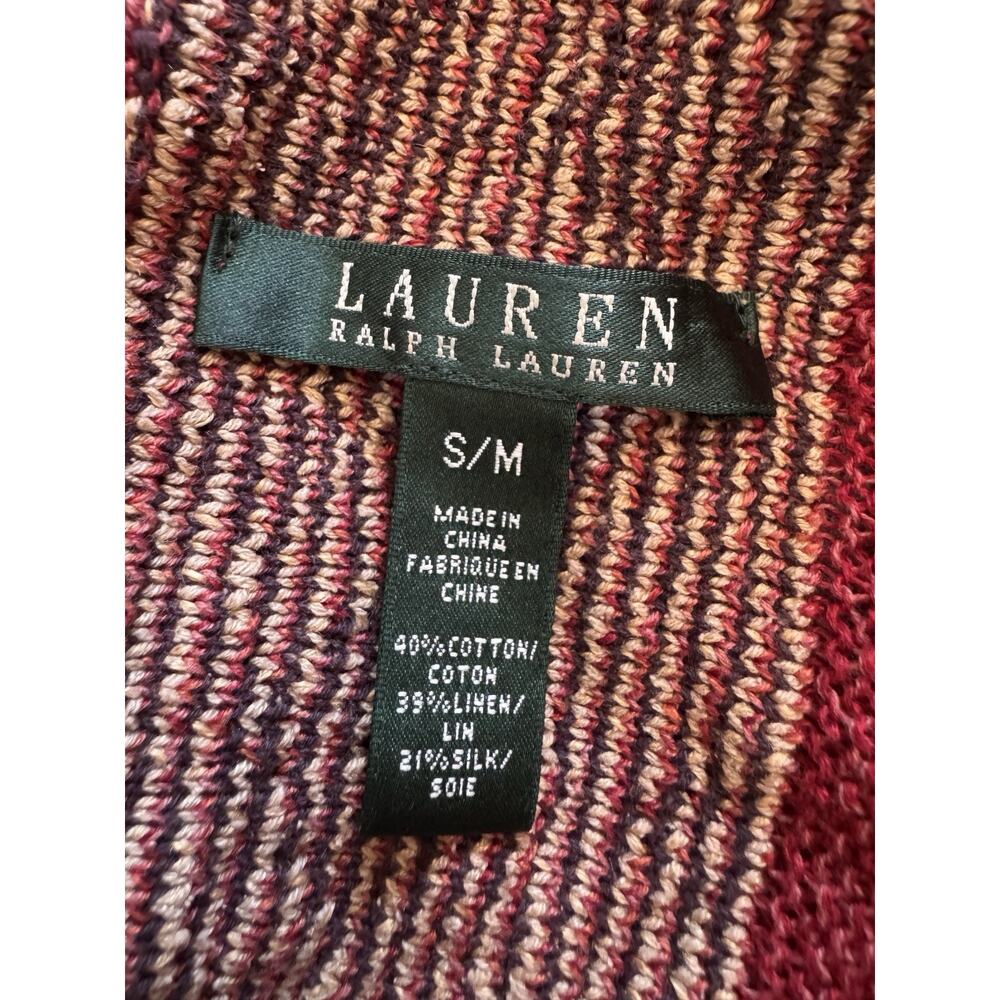 Lauren Ralph Lauren Southwestern Shawl Cardigan S/M Cotton Linen Silk Boho - Picture 11 of 12